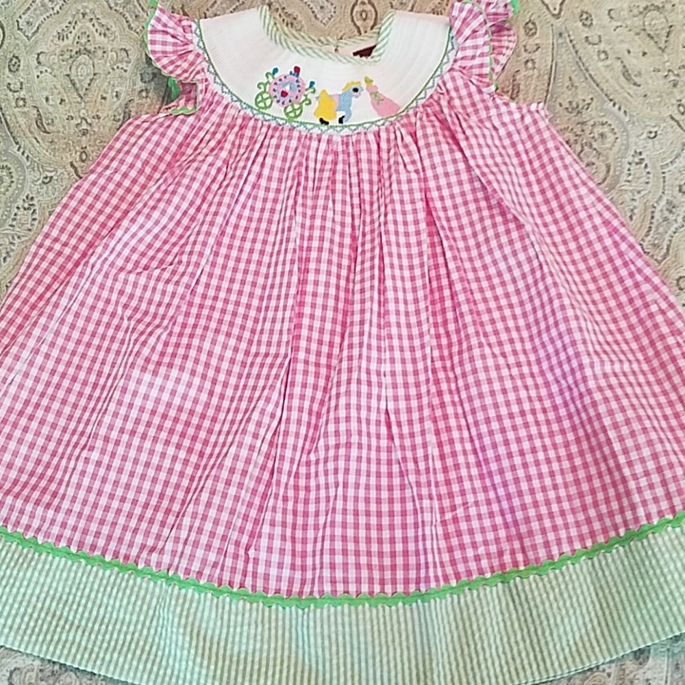 Princess carriage smocked bishop dress